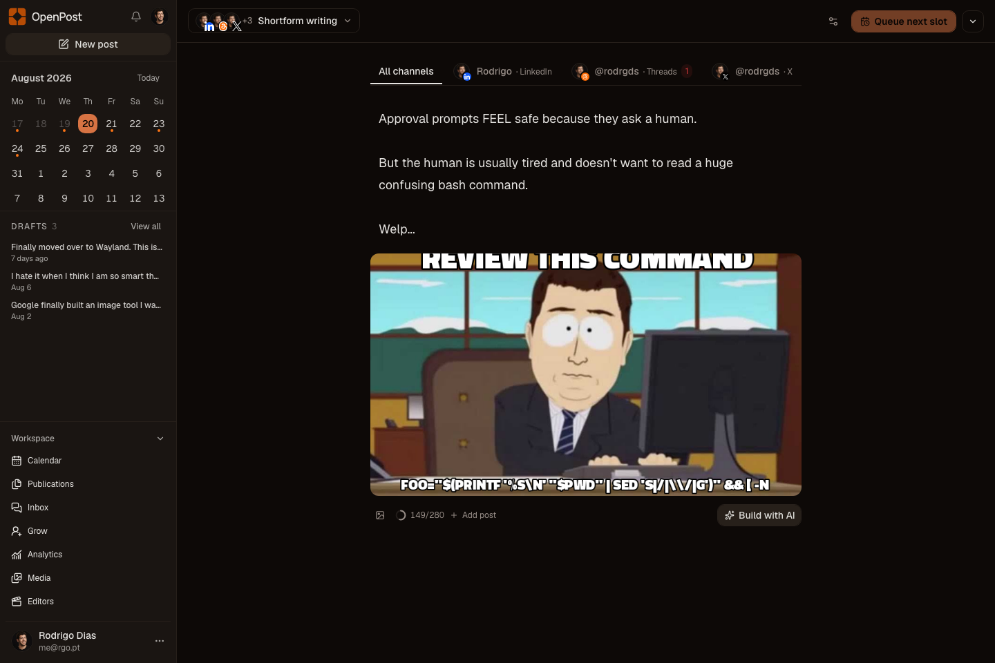 OpenPost publication composer