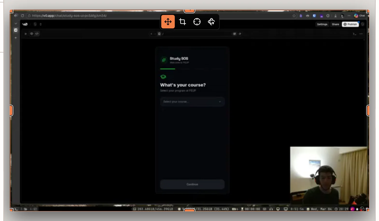 A video frame in the OpenPost program monitor